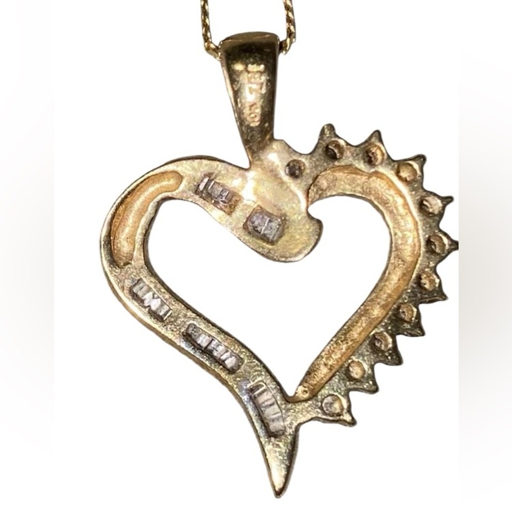 Vintage 10K GoldHeart round Baguette .5CTTW Diamonds w/14k Italian box chain - Picture 9 of 9
